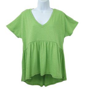 Loft Outlet Green Short Sleeve Tunic Top Womens Size S High Low Cotton NEW